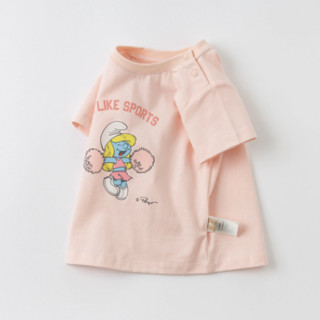 dave&bella 戴维贝拉 DBM18378 儿童短袖T恤 蓝精灵IP款 粉色 120cm