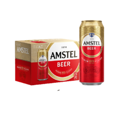AMSTEL 红爵 喜力（Heineken）喜力Amstel红爵啤酒 全麦芽啤酒整箱 全麦酿造原麦汁浓度≥8.5°P 500mL 12罐