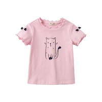 dave&bella 戴维贝拉 DKY18119 女童短袖T恤 浅粉色 120cm