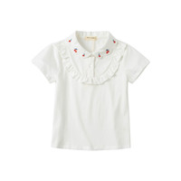 DAVE&BELLA 戴维贝拉 DKD17906 女童短袖T恤 米白 130cm