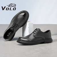 VOLO 犀牛（VOLO）男鞋商务休闲皮鞋时尚透气舒适鞋子男 黑色 155205151D 41