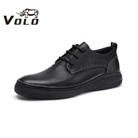 VOLO 犀牛（VOLO）男鞋夏季休闲皮鞋男士透气耐磨平底潮鞋 黑色117205041D 40
