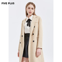 Five Plus 5+ 新款女装秋冬款羊毛双面呢外套女长款呢子大衣排扣宽松 米色013 XS