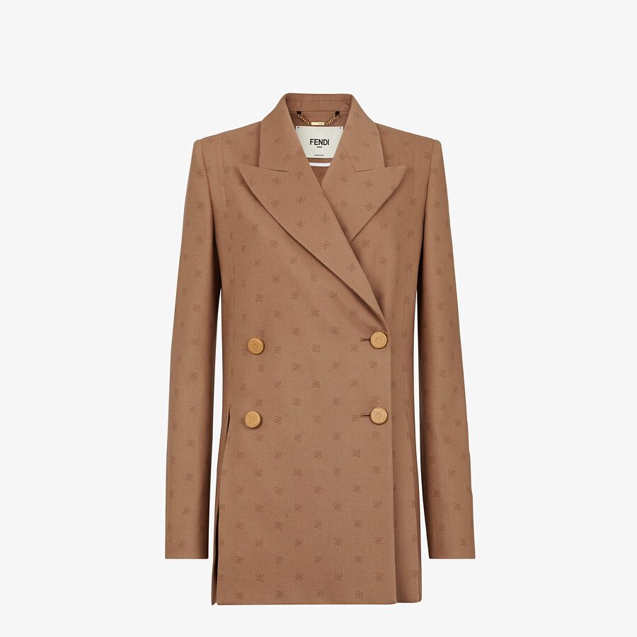 棕色羊毛休闲西装-女士成衣-FENDI芬迪中国官网