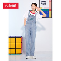 Baleno 班尼路 2021夏季牛仔裤女牛仔背带裤女学院风清新牛仔裤女装个性时尚裤子 003D L