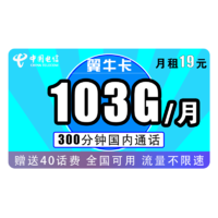 CHINA TELECOM 中国电信 翼牛卡 103G全国+300分钟不限速