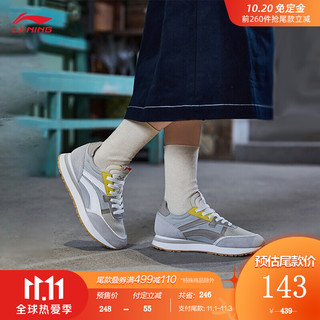 LI-NING 李宁 女鞋秋冬乘风女子经典休闲鞋官方旗舰网运动时尚系列低帮运动鞋华晨宇同款AGCR196 驼灰色 /黄灰色-4 37