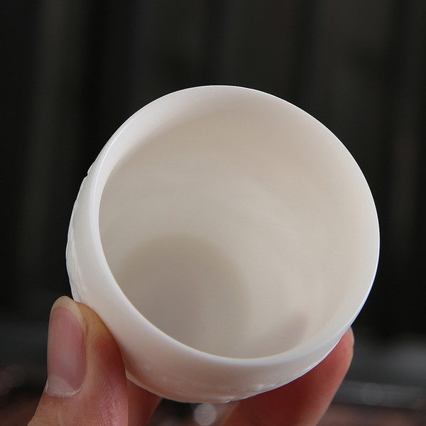 德化羊脂玉瓷茶杯 龙凤小茶杯 5.8x5.4cm 羊脂玉瓷 容量100ml