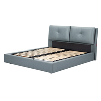  顾家家居 KUKA  B169 现代简约真皮床 花青蓝 150*200cm 储物款