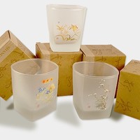上海博物馆 杯子的艺术、生活的艺术—清金俊明群芳合璧磨砂玻璃杯 7x8cm 容量180ml  小清新花卉茶杯