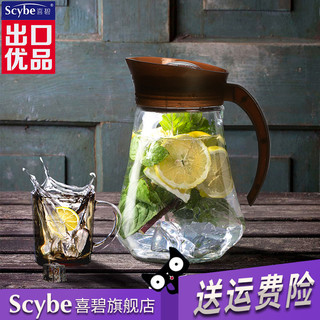 scybe喜碧玻璃冷水壶家用玻璃凉水壶加厚耐高温扎壶鸭嘴壶优品壶 凯恩水壶1400ml暗金色