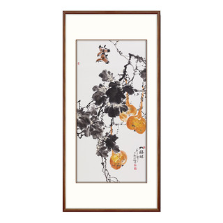 弘舍 王占海《大福禄》C款 70x130cm 宣纸 田园柚木框