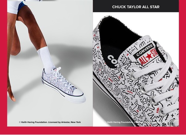 CONVERSE 匡威 X 天才涂鸦艺术家Keith Haring联名款，用画笔释放精彩—All Star keith haring  艺术家联名 男女同款低帮帆布鞋 171860C/白色 35/3