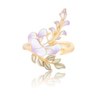 苏州博物馆 紫藤系列戒指 2.3x1.3cm 925银镀金珐琅彩 时尚首饰