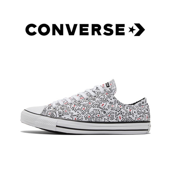 CONVERSE 匡威 x Keith Haring联名款，艺术与时尚的碰撞—All Star 艺术家联名 男女同款低帮帆布鞋 167421C 黑色70s 44/10