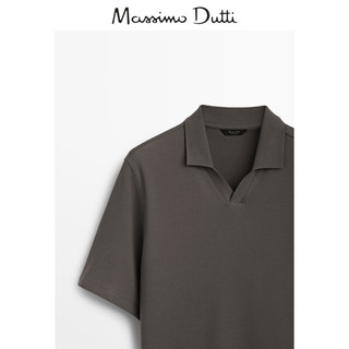 Massimo Dutti 男装 商场同款 拼接衣领纹理棉质男士休闲 POLO 衫 00740700818 L (CN 185/104A)