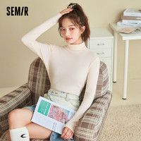 Semir 森马 长袖T恤女高领修身2021冬季新款百搭纯色简约针织衫外搭韩版