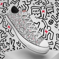 CONVERSE 匡威 X 天才涂鸦艺术家Keith Haring联名款，用画笔释放精彩—All Star keith haring  艺术家联名 男女同款低帮帆布鞋 171860C/白色 35/3