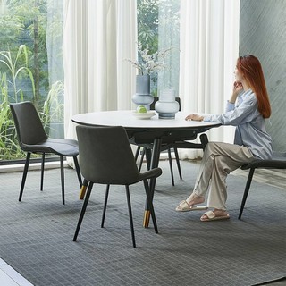UVANART 优梵艺术 意式餐桌椅组合 一桌四椅 灰色 1.3m
