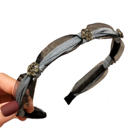 美盼 9061 细边钻蕾丝网纱发箍 浅蓝色