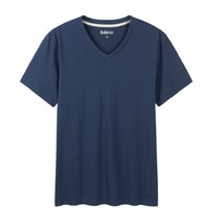 Baleno 班尼路 男士V领短袖T恤 88802702 中蓝 XL