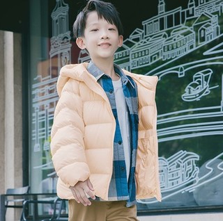 UNIQLO 优衣库 431909 儿童轻型羽绒连帽外套 浅米色 110cm