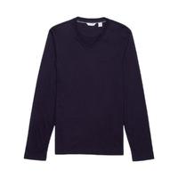 卡尔文·克莱 Calvin Klein 男士V领长袖T恤 40ZK641402 深蓝色 XS
