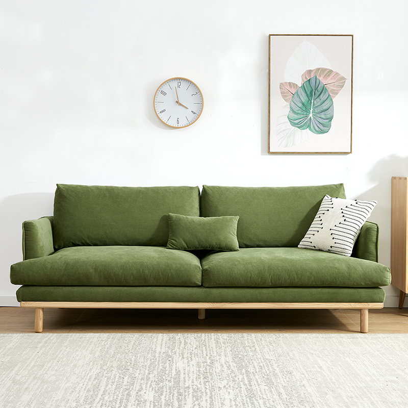 北欧实木布艺沙发小户型客厅日式简约灯芯绒复古风设计师原木家具