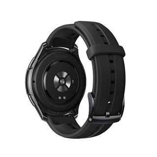 realme 真我 T1 智能手表 43.5mm 黑色不锈钢表壳 活力黑硅胶表带 (GPS、北斗、血氧、心率）