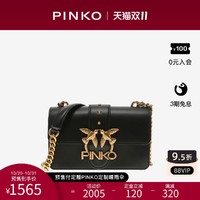 PINKO 品高 黑色犊牛皮革金属燕子徽标饰时尚女士燕子包单肩包