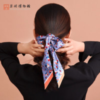 苏州博物馆 历史的缩影，当代的雅趣—苏博绘影真丝领巾（蓝）气质窄丝巾领巾发带 送礼礼品