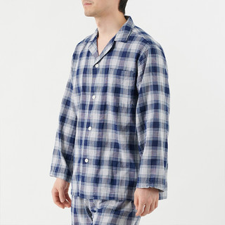 MUJI 無印良品 男士纯棉睡衣套装 FBA88A1S 藏青色 L-XL