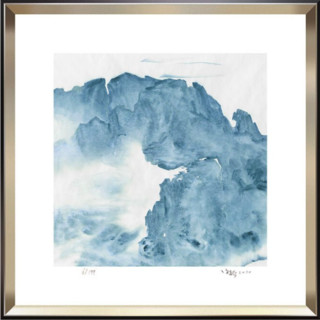 阿斯蒙迪 许振 水韵青花系列 《墨雨云烟》 60×60cm 2020 黑金双色框