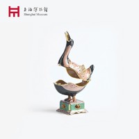 上海博物馆 素三彩鸭形香熏首饰珠宝盒 7cm6.5cm 复古摆件