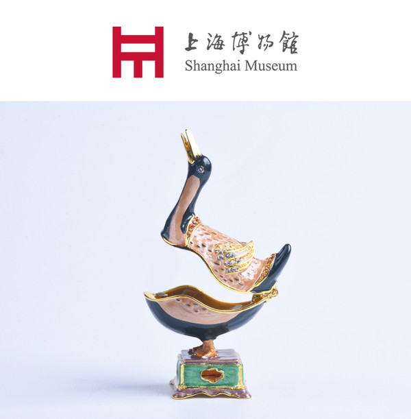 上海博物馆 现代工艺制作、让文物走进你我的生活—素三彩鸭形香熏首饰珠宝盒 7cm6.5cm 复古摆件 国风礼物佳选