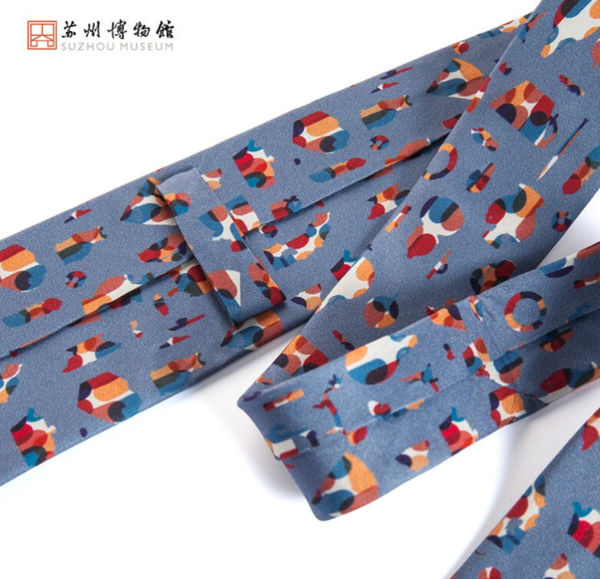 苏州博物馆 苏博绘影真丝领带 9x145cm 16姆米斜纹绸 桑蚕丝 新年送父亲礼物