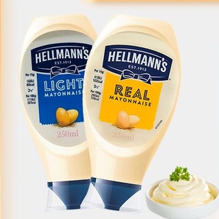 HELLMANN'S 好乐门 蛋黄酱组合装 2口味 250ml*2瓶（原味蛋黄酱250ml+淡味蛋黄酱250ml）