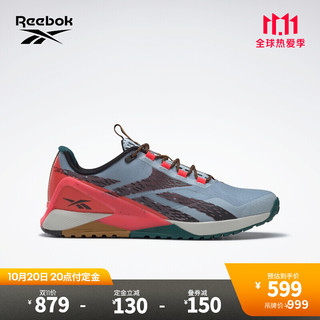 Reebok 锐步 官方秋季新款男子NANO X1GW2833潮酷撞色健身训练鞋 H02993_浅蓝色/西瓜粉色/灰色 42