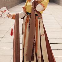 花朝记 唐制汉服 闲庭小记系列 鹂娘 女士披帛 ZRX19HZ010 棕色