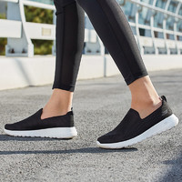 SKECHERS 斯凯奇 skechers斯凯奇女鞋运动鞋网面透气一脚穿低帮防滑休闲鞋15600-BKW