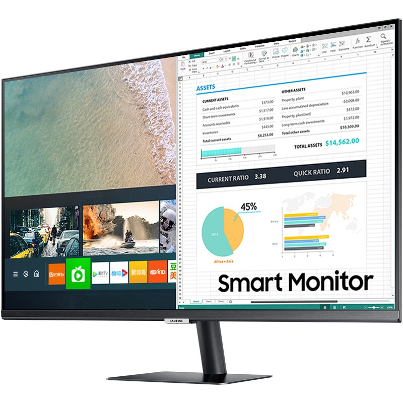 SAMSUNG 三星 4K智慧显示器32英寸Type-C无线投屏内置音箱高清台式电脑屏幕