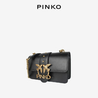 PINKO 品高 黑色犊牛皮革金属燕子徽标饰时尚女士燕子包单肩包