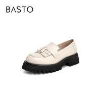 BASTO 百思图 2021春季新款英伦复古流苏厚底乐福鞋单鞋女皮鞋WHJ02AA1