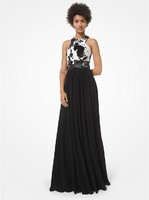 MICHAEL KORS 迈克·科尔斯 Pony Print Calf Hair and Georgette Jersey Gown