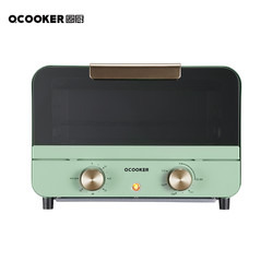 QCOOKER 圈厨 电烤箱复古烤箱家用烘焙双层烤位多功能全自动蛋糕小型迷你电烤箱小米12L复古绿色小米生态链CR-KX1201T