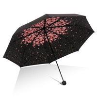 Paradise 天堂伞 樱落 8骨晴雨伞 黑款满樱
