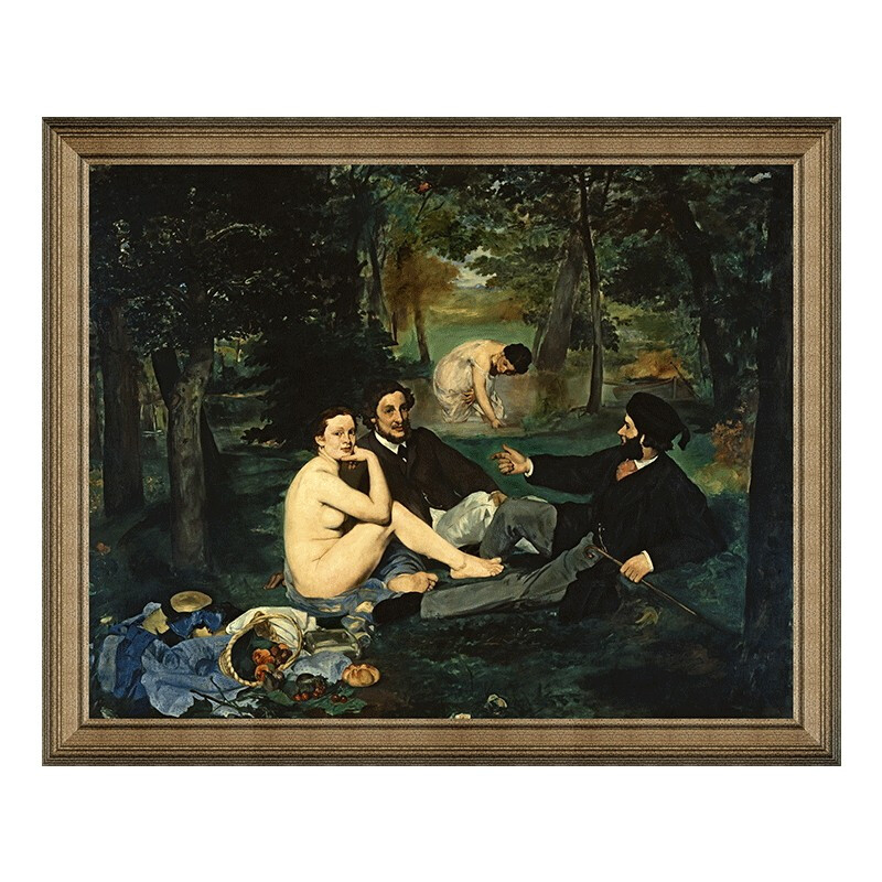 雅昌 爱德华·马奈《草地上的午餐》85x69cm 布面油画 典雅栗木框