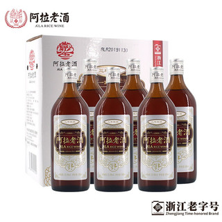 阿拉老酒 三年陈银标半干型黄酒花雕酒加饭酒糯米酒 宴请送礼500ml*6瓶盒装