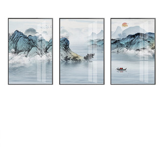 Muyan 慕言《海纳百川》布艺款 40x60cm 艺术微喷 黑色PS框