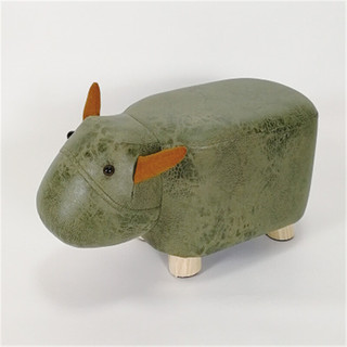 SCNDEWMY 创意河马儿童座椅大象动物卡通实木小凳子茶几矮凳小牛换鞋凳 绿小牛